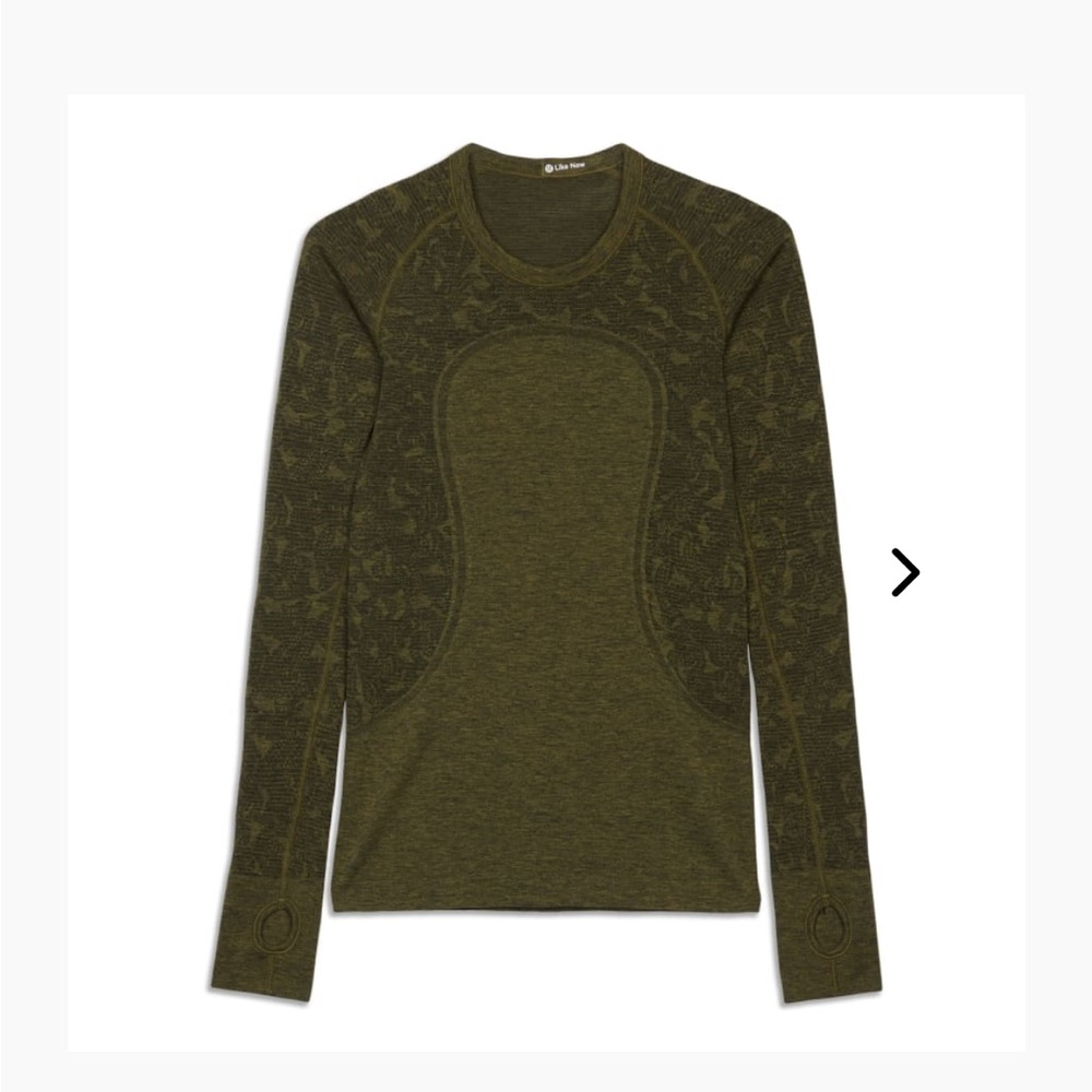 Lululemon Olive Long Sleeved Swiftly with Details